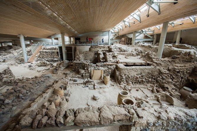 Archaeological Bus Tour To Akrotiri Excavations & Red Beach - Megalochori shows a quieter side of the island
