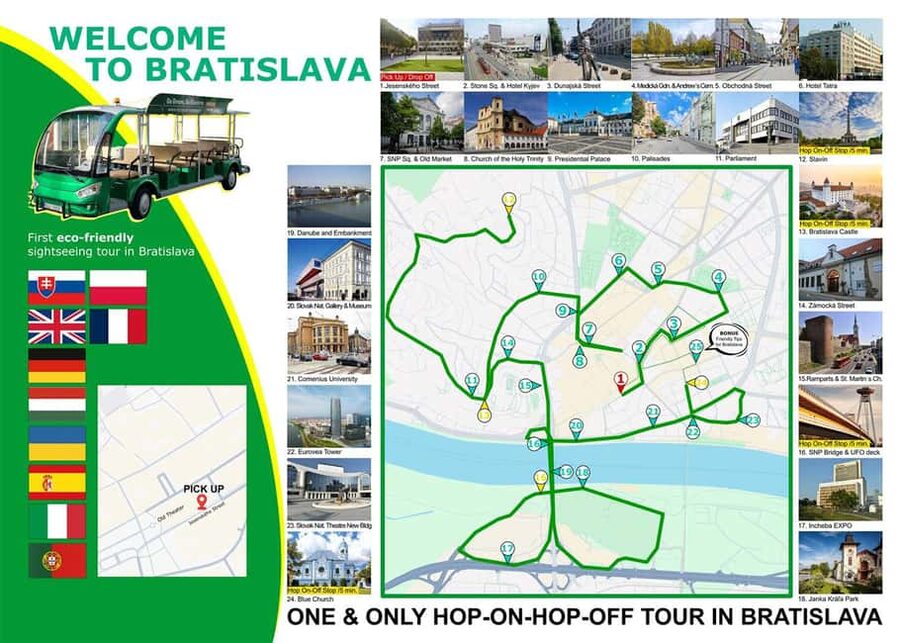 Bratislava: Hop-On Hop-Off Full Day+River Cruise & UFO tower - Starting at Jesenského Street