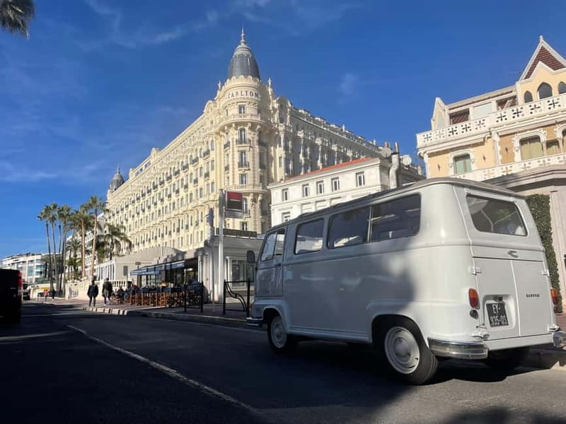 Cannes: City Tour in a Vintage Bus - The Palais des Festivals and the red-carpet story