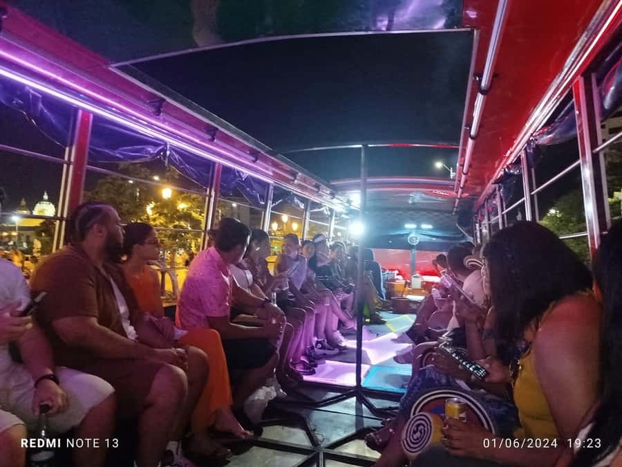 Cartagena: Party on a typical bus crossing the city - Music, Guides, and the Onboard Mood