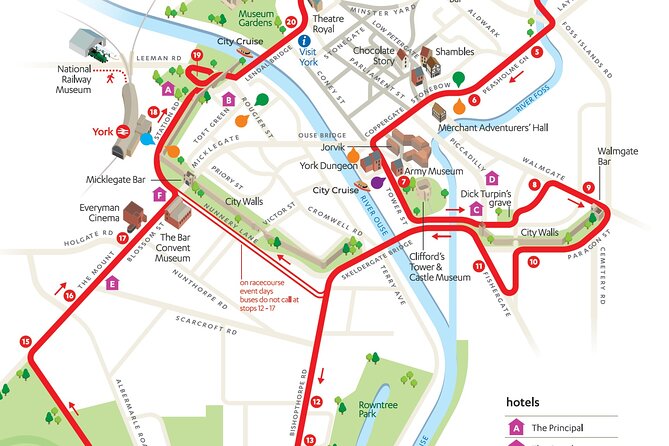 City Sightseeing York Hop-On Hop-Off Bus Tour - Bishopthorpe Road, South Bank, and the racecourse