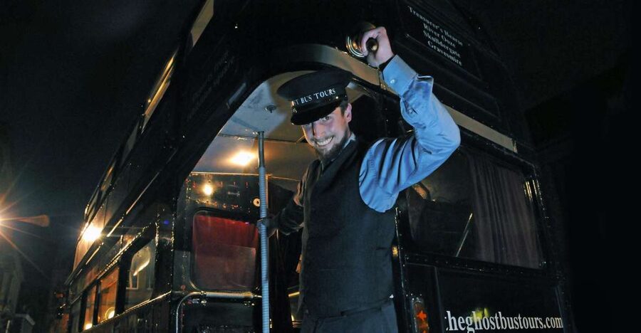 Comedy Horror Show: York Ghost Bus Tour - Meeting the Necrobus beside York Station