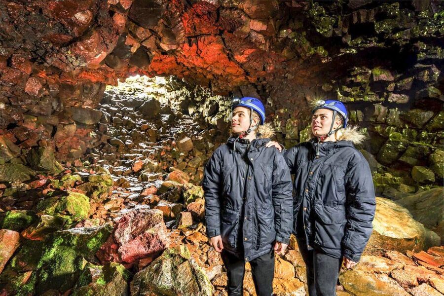 From Reykjavik: Raufarhólshellir Lava Tunnel by Bus - Getting suited up at Raufarhólshellir