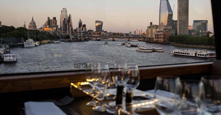 Gastronomic 6-course fine-dining dinner on Luxury London Bus - Dinner begins beside the Thames