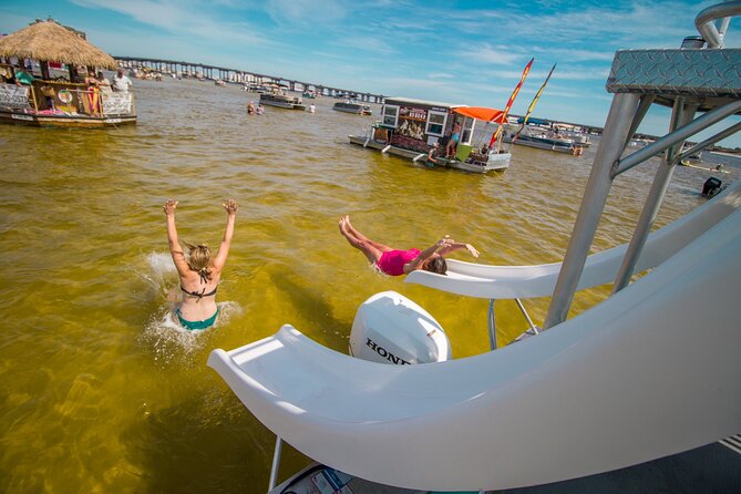 Half Day Double Decker Pontoon Boat Rental from Okaloosa Island - Swimming, Snorkeling, and the Water Slide
