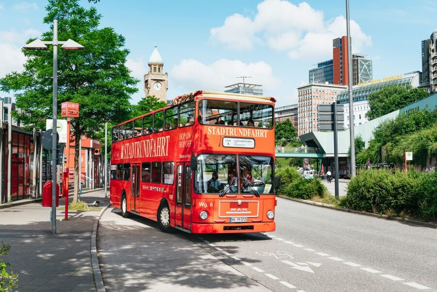 Hamburg: Hop-On Hop-Off Bus with Harbor Cruise - Line A through Hamburg’s modern harbor districts