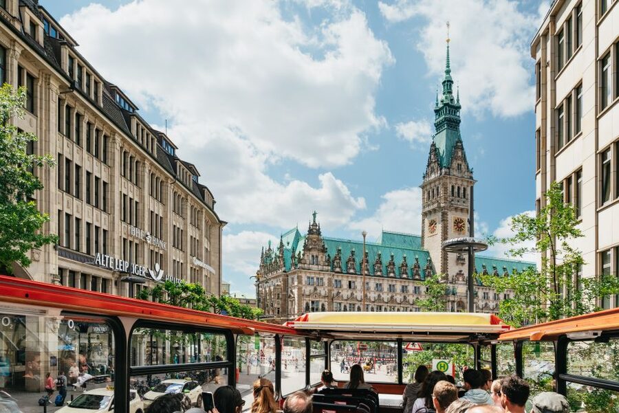 Hamburg: Hop-On Hop-Off Bus with Harbor Cruise - The bus audio guide and upper-deck experience