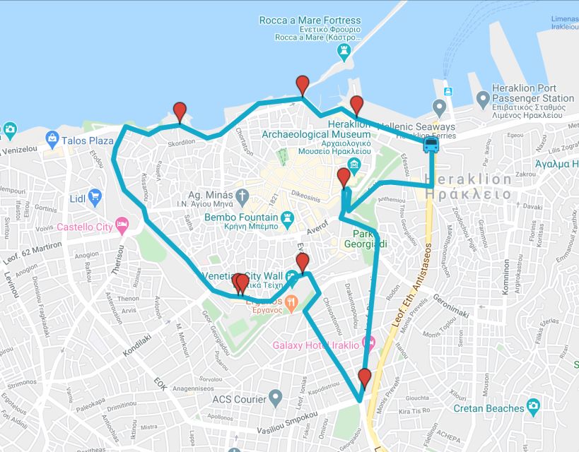 Heraklion: Hop-on Hop-off Open Top Bus Sightseeing Tour - Starting points, signs, and route planning