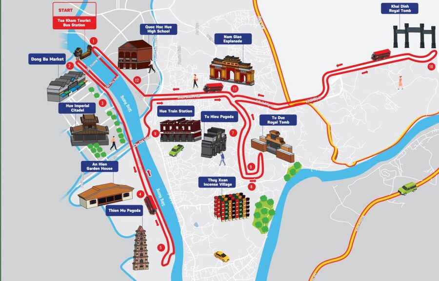 Hue: City Sightseeing Hop-On Hop-Off Bus Tour - Starting at Toa Kham Boat Wharf