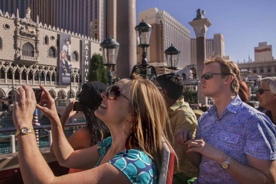 Las Vegas: Hop-on Hop-off Sightseeing Tour by Open-Top Bus - Treasure Island, Excalibur, and the famous Las Vegas sign