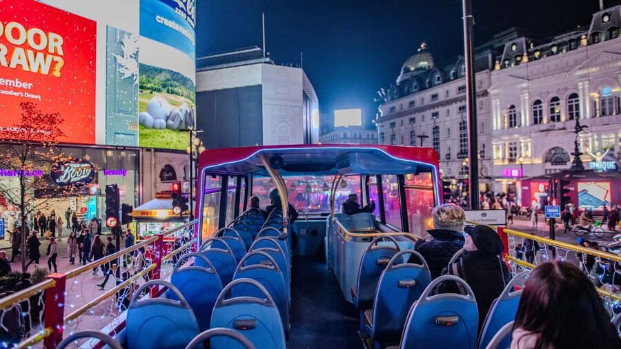 London: Christmas Lights Santa Sleigh Open-Top Tour - Open top, enclosed bus, and winter comfort