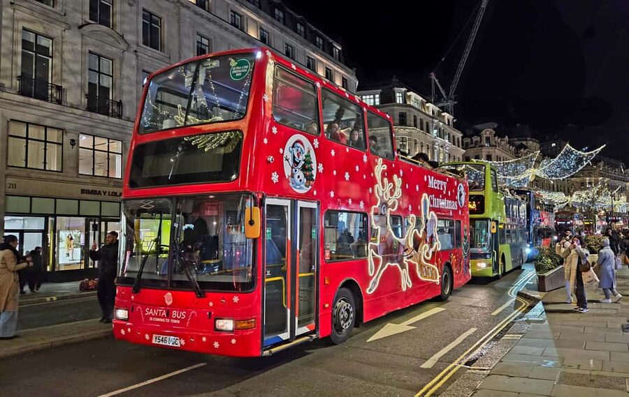 London: Christmas Lights Santa Sleigh Open-Top Tour - Along the Strand toward Trafalgar Square