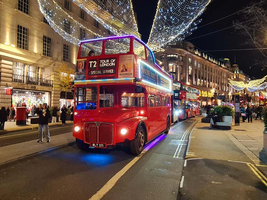 London: Christmas Lights Tour by Vintage Bus - Staying warm on an open-top bus