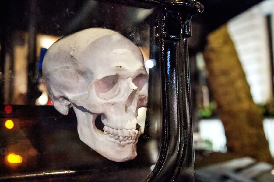 London: Comedy Horror Ghost Tour on a Bus - The Necrobus sets the mood before the show begins