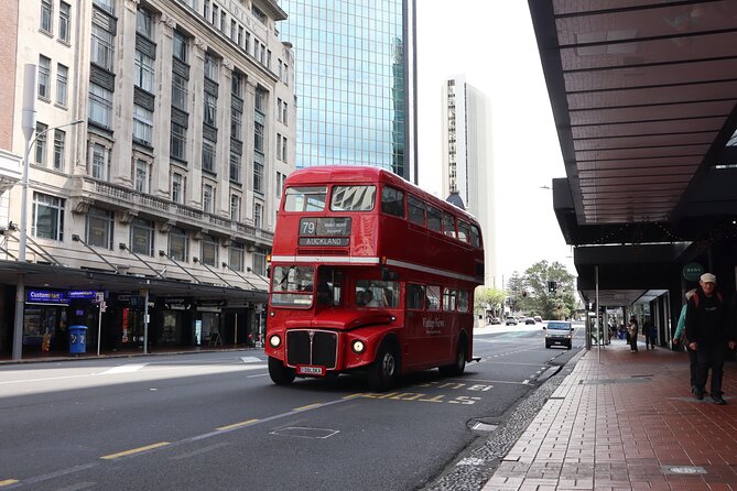 London Routemaster Double Decker Auckland Discovery - Crossing the Auckland Harbour Bridge