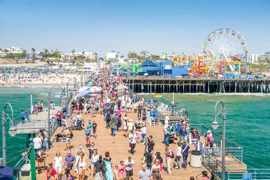 Los Angeles: LA Grand Tour by Open-Air Bus - Santa Monica Pier gives you one hour by the ocean
