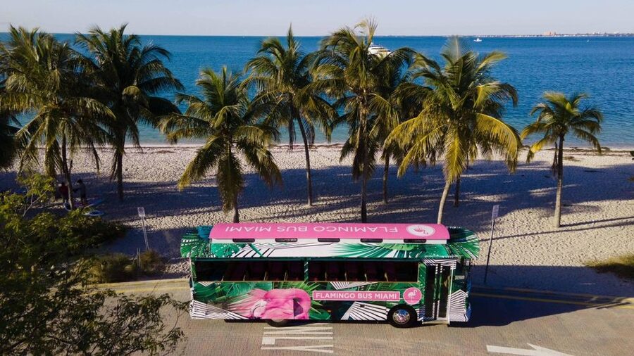 Miami Bus Tour Flamingo Open Air Trolley Bus Tours City Tour - Star Island and the celebrity-home route