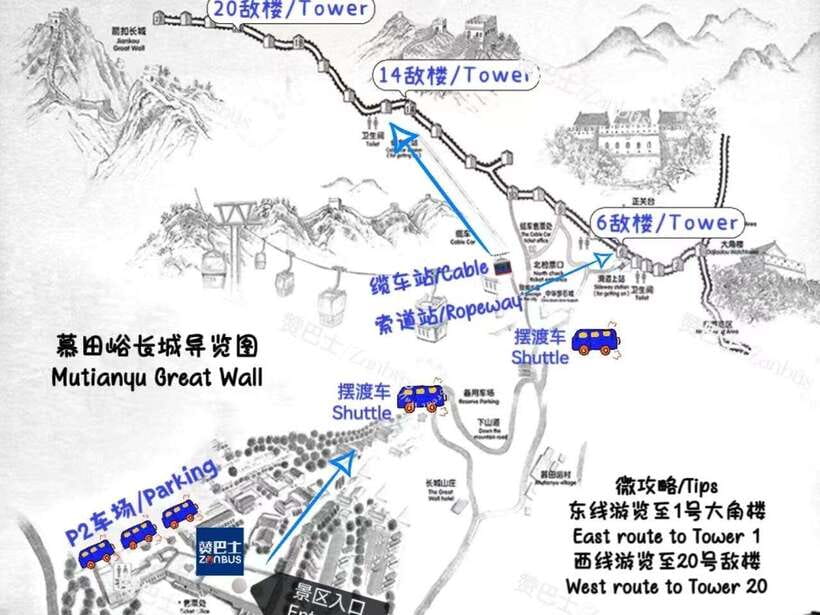Mutianyu Great Wall Bus, Departure 8/9/10am, Return 3/4/5pm - Why this $12 bus makes sense from Beijing