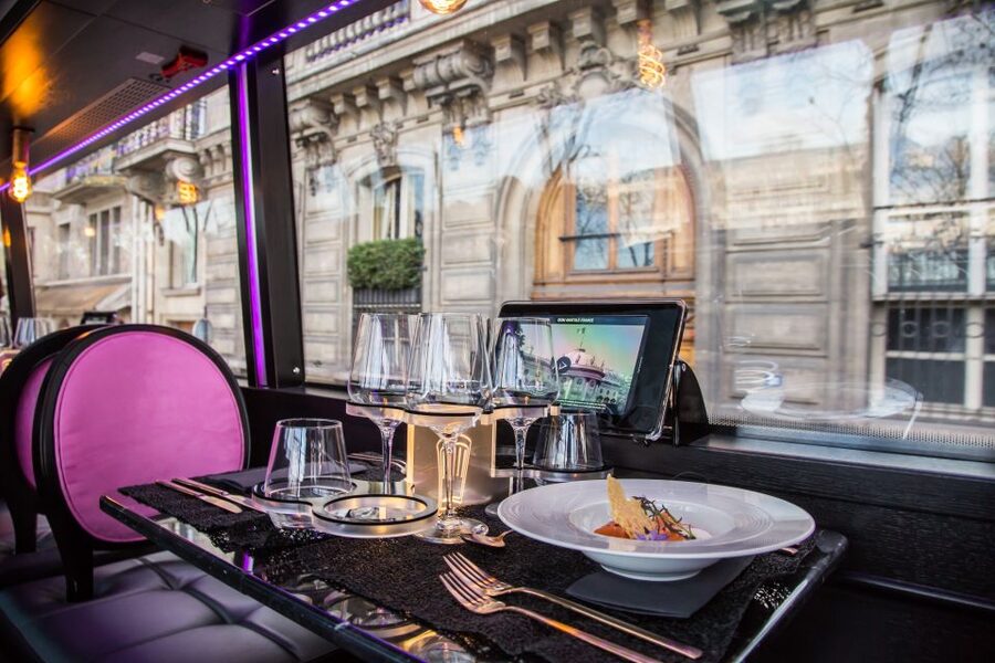 Paris: Champs Elysées Bus Toqué w/Lunch & Glass of Champagne - The Eiffel Tower and Trocadéro view