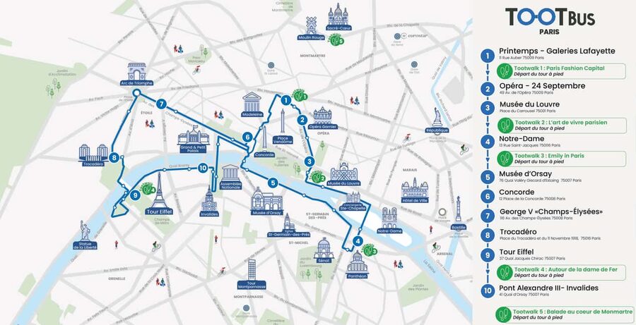 Paris: Tootbus Hop-on Hop-off (Optional River Cruise) - Trocadéro and the Eiffel Tower stops