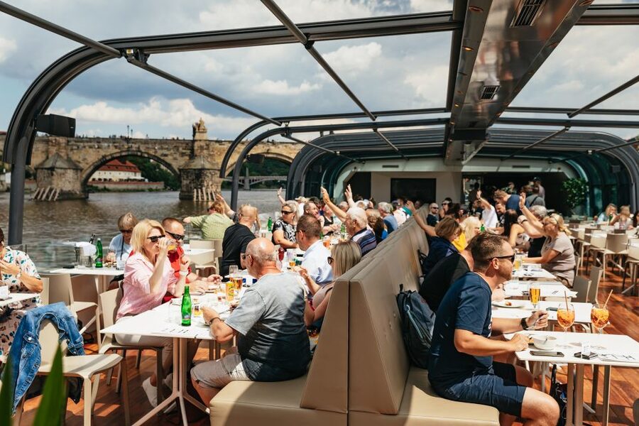 Prague: Vltava River Lunch Cruise in an Open-Top Glass Boat - The Dancing House and Prague’s modern riverfront