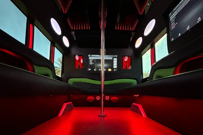Private Party Bus Rental in Las Vegas - Music, screens, and nightclub lighting