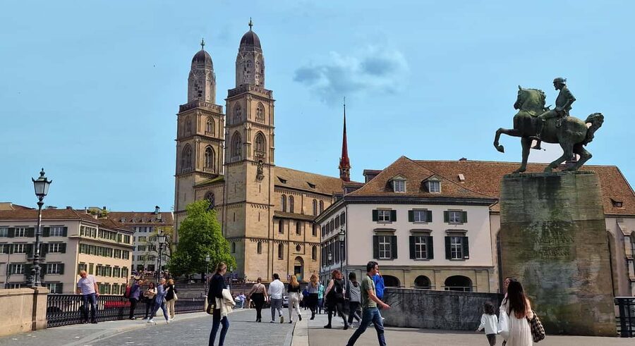 Rhine fall Visit and Zurich Open Top City Tour - Zurich from an open-top bus