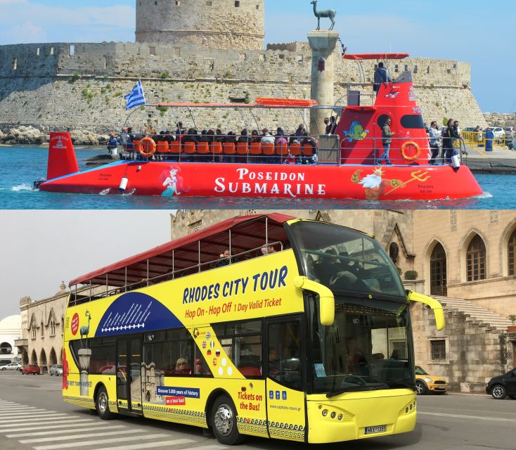 Rhodes: Hop-on Hop-off Bus and Submarine Tour - The Poseidon submarine at Mandraki Harbor