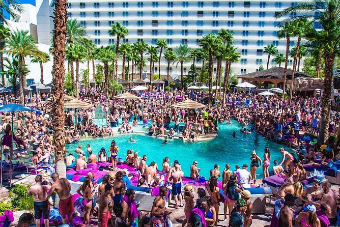 Vegas Pool Party Crawl by Party Bus w/ EZ Entry & Free Drinks - The party bus ride along the Strip